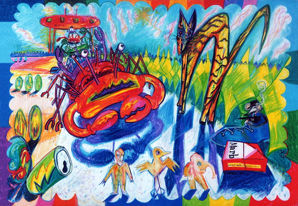 "Invasion" Oil Pastel On Paper, 24" x 36"