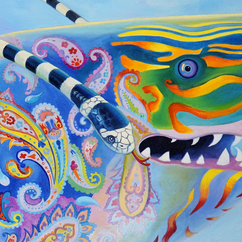 "Jumping the Shark" Oil on Canvas, 48" x 60", Detail