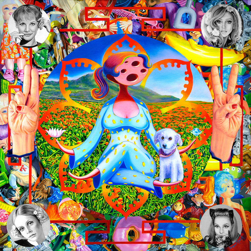 "Cora, Goddess of Poppies" - Oil on Canvas, 20" x 20", "Seasons of the Goddess" 2016