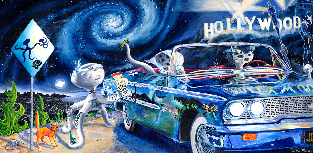 The Adventures Of Star Map Kid" Oil On Canvas, 18" x 36", 24" x 42" With Assemblage Frame, Private Collection